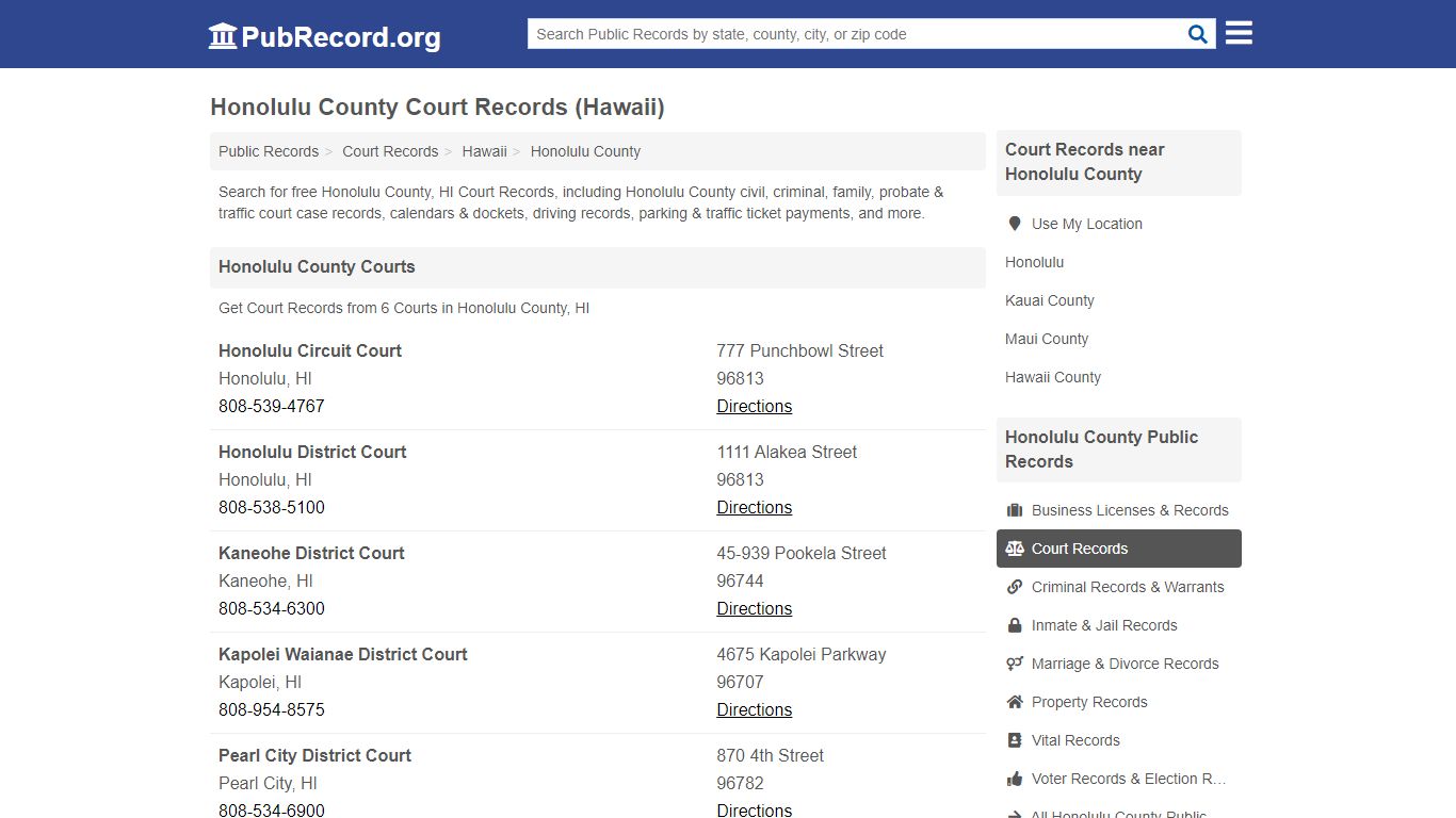 Free Honolulu County Court Records (Hawaii Court Records) - PubRecord.org